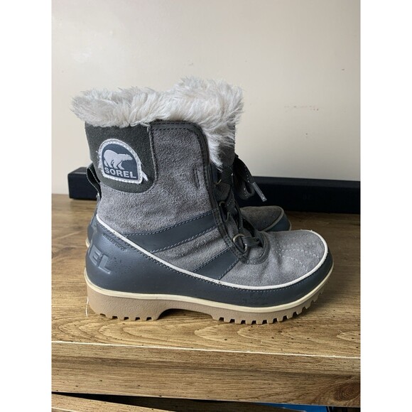 Sorel Boots Womens Size 7 Tivoli II Gray Suede Faux Fur Waterproof Snow - Picture 3 of 13